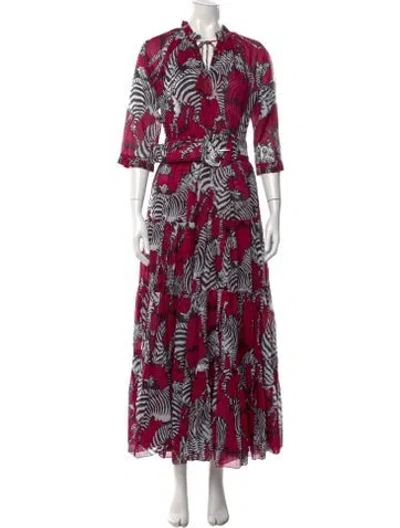 Pre-owned Samantha Sung Animal Print Long Dress W/ Tags In Red