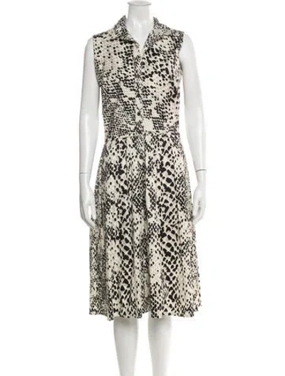 Pre-owned Samantha Sung Animal Print Midi Length Dress In Multi
