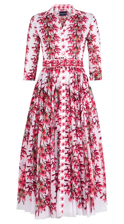 Samantha Sung Aster A-line Midi Shirtdress In Red