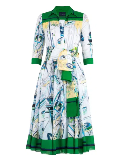 Samantha Sung Aster Belted Midi Dress In Multi