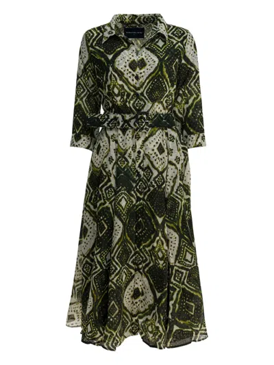 Samantha Sung Bordeaux Tie-dye Wool Dress In Green