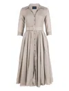 Samantha Sung Aster Belted Shirt Midi Dress In Neutral