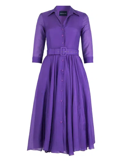 Samantha Sung Aster Belted Shirt Midi Dress In Purple