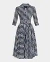 Samantha Sung Aster Belted Zebra-print Cotton Midi Shirtdress In Black