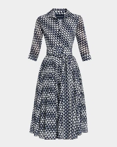 Samantha Sung Aster Belted Zebra-print Cotton Midi Shirtdress In Black
