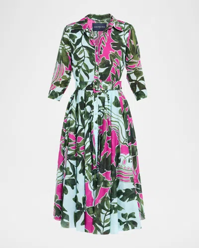 Samantha Sung Aster Belted Zebra-print Cotton Midi Shirtdress In Animal Print