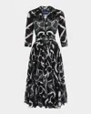 Samantha Sung Aster Belted Zebra-print Cotton Midi Shirtdress In Black