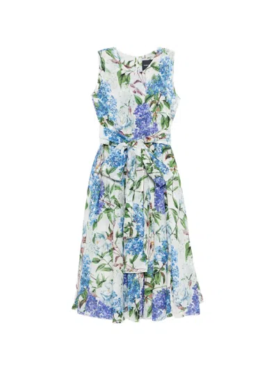 Samantha Sung Aster Floral Belt Midi Dress In Blue