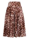 Samantha Sung Aster Leopard-print Midi Skirt In Brown