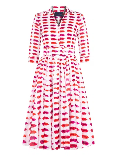 Samantha Sung Aster Lips-print Midi Dress In Red
