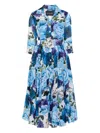 Samantha Sung Aster Printed Cotton Shirtdress In Blau