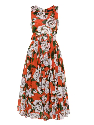 Samantha Sung Aster Printed Midi Dress In Orange
