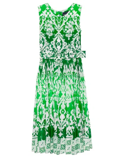 Samantha Sung Aster Midi Dress With Impero Ombre-print In Green