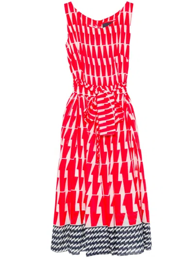 Samantha Sung Aster Midi Dress With Impero Ombre-print In Red