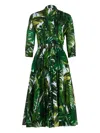 Samantha Sung Aster Palm Tree-print Midi Dress In Green