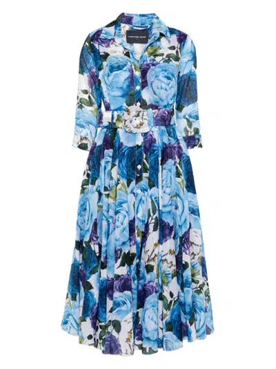 Samantha Sung Aster Printed Cotton Shirtdress In White