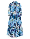 Samantha Sung Aster Printed Cotton Shirtdress In White