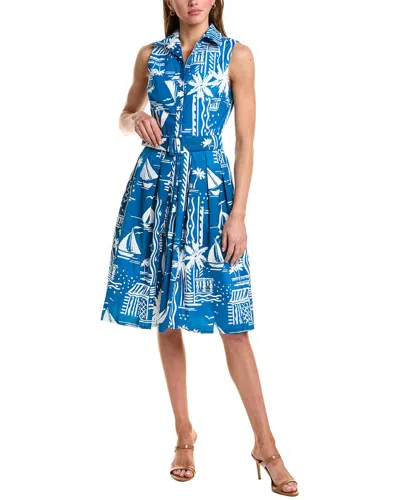 Samantha Sung Audrey 1 3/4-sleeve Shirtdress In Blue | ModeSens