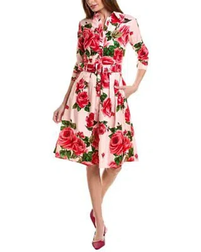 Pre-owned Samantha Sung Audrey 1 3/4-sleeve Shirtdress Women's 2 In Pink