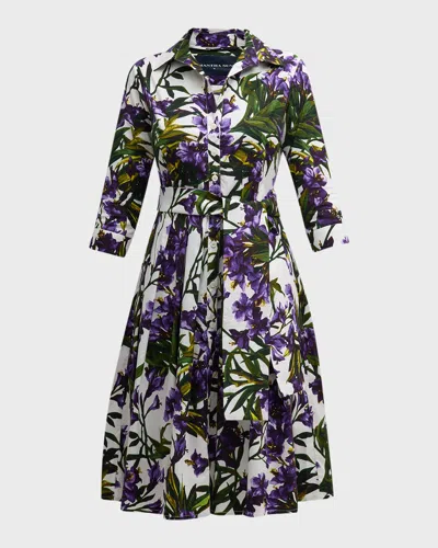 Samantha Sung Audrey 1 Belted Floral-print Cotton Midi Dress In Multi