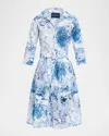Samantha Sung Audrey 1 Belted Marine-print Midi Shirtdress In Blue