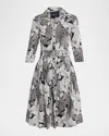 Samantha Sung Audrey 2 Pleated Stretch Cotton Midi Shirtdress In Animal Print