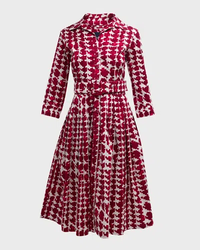 SAMANTHA SUNG AUDREY 2 PLEATED STRETCH COTTON MIDI SHIRTDRESS