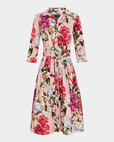 Samantha Sung Audrey 2 Pleated Stretch Cotton Midi Shirtdress In Pink