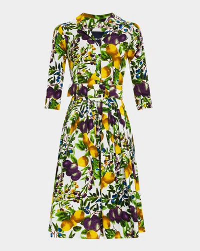 Samantha Sung Audrey 2 Pleated Stretch Cotton Midi Shirtdress In Multi