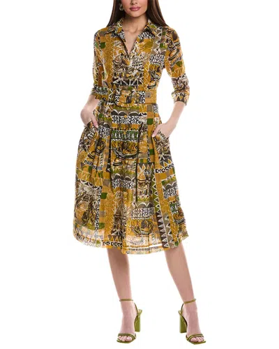 Samantha Sung Audrey 3 Silk Shirtdress In Yellow