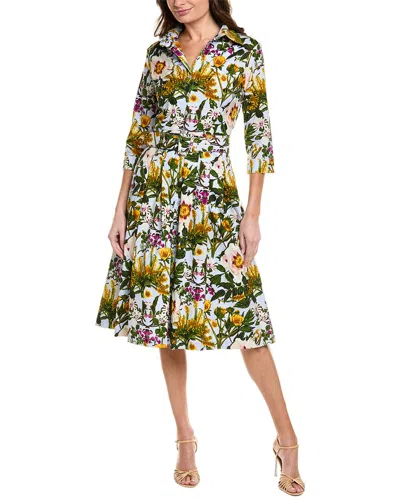 Samantha Sung Audrey 3 Silk Shirtdress In Blue