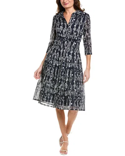 Samantha Sung Audrey 3 Silk Shirtdress In Blue