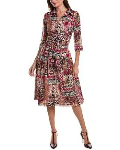 Pre-owned Samantha Sung Audrey 3 Silk Shirtdress Women's In Beigepink