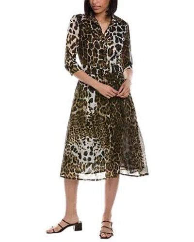 Pre-owned Samantha Sung Audrey 3 Silk Shirtdress Women's In Multicolor