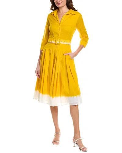 Samantha Sung Audrey 3 Silk Shirtdress In Yellow