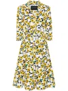 Samantha Sung Chic 3/4 Sleeve Shirt Collar Long Dress In White Yellow