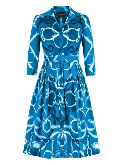 Samantha Sung Audrey Belted Dress In Blue