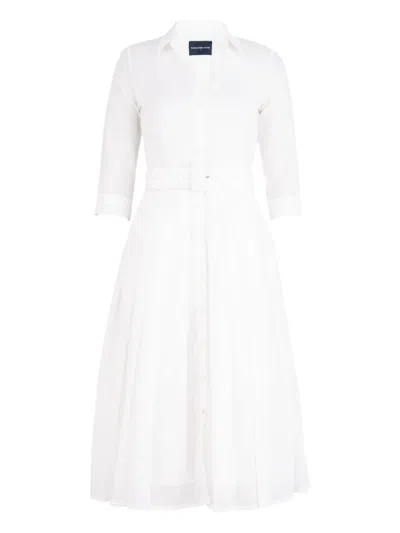 Samantha Sung Audrey Belted Shirt Dress In White