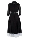 Samantha Sung Audrey Button-up Pleated Dress In Black