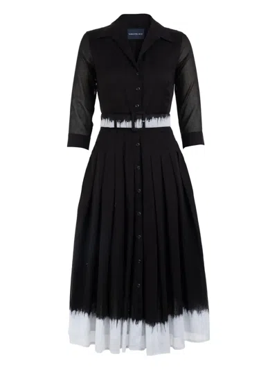 Samantha Sung Audrey Button-up Pleated Dress In Black