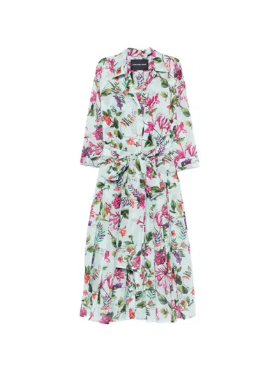 Samantha Sung Audrey Cotton Midi Dress Floral Motif In Multi