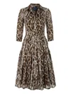 Samantha Sung Audrey Leopard-print Belted Dress In Brown