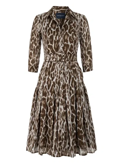 Samantha Sung Audrey Leopard-print Belted Dress In Brown