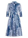 Samantha Sung Audrey Leopard-print Shirt Dress In Blue