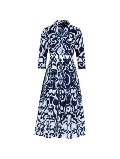 Samantha Sung Audrey Maiolica-print Midi Dress In Blue