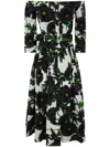 Samantha Sung Audrey Off Shoulder 3/4 Sleeves Long Dress With Anemon Naples All Over Printing