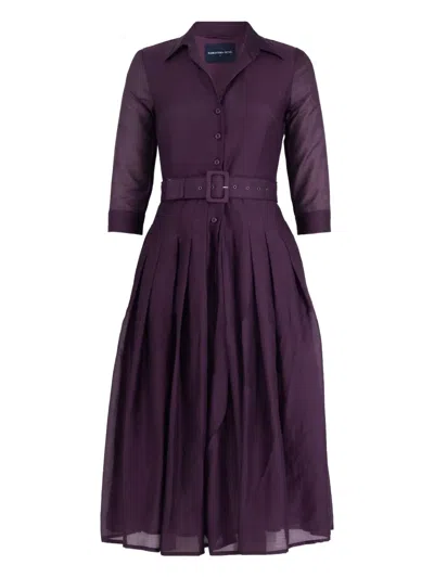 Samantha Sung Audrey Pleated Belted Midi Dress In Purple