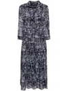 Samantha Sung Audrey Belted Abstract-print Midi Dress In Blue
