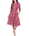Samantha Sung Audrey 2 Pleated Stretch Cotton Midi Shirtdress In Pink