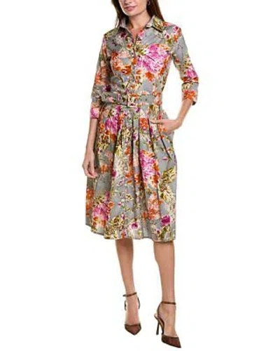 Pre-owned Samantha Sung Audrey Shirtdress Women's In Gray